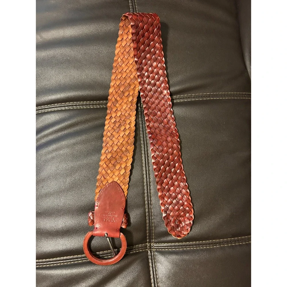 VTG Jockey Woven Leather Belt. Cognac Brown. Women's Size S/M